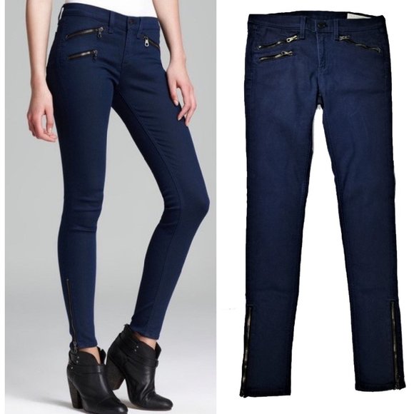 rag & bone Denim - Rag & Bone Skinny Jeans Stretch Multi-Zipper Moto